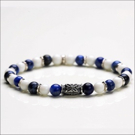 White and blue elephant white woman's tassel bracelet - MARECHIARO