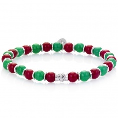 Grüner und roter elastischer Frauenreifen Gerba Armband - DENNIS