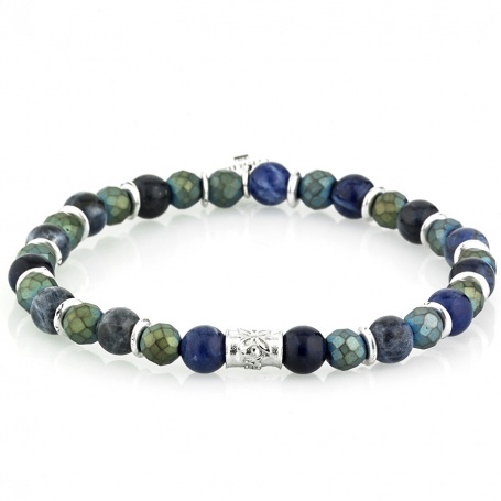 Tungsten bracelet blue and green elastic woman - ALEX