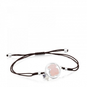 Bracciale con laccetti Tous Camille in quarzo rosa silver - 712161630