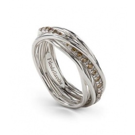 Sieben Strangdraht Silber Ring und braune Diamanten - AN7ABR