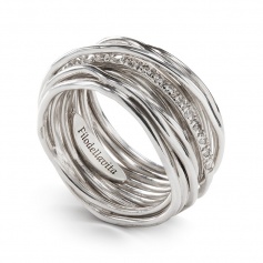 Thirteen silver threaded diamond ring and diamond ring - AN13ABT