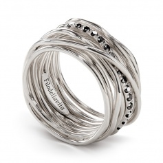 Thirteen silver filigree ring and black diamonds - AN13ABN