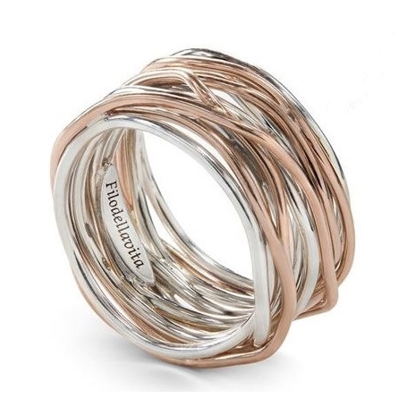 Thirteen wire filodellavita ring in silver and pink gold - AN13AR