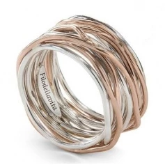 Thirteen wire filodellavita ring in silver and pink gold - AN13AR