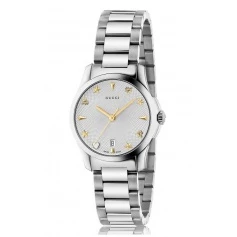 Gucci G-Timeless Medium silver Guilloche Milanese-YA126572