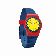 Swatch Babyuhr im roten und gelben blauen Gummi - LR131