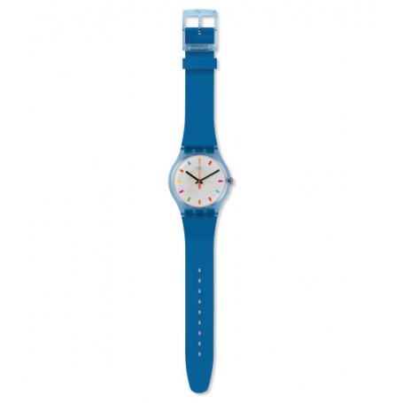 Swatch Color Quadratische blaue Unisexuhr - SUON125