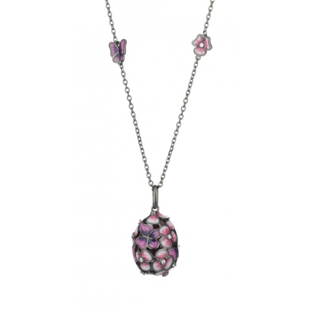 Tsars Tamara egg necklace in silver and lilac enamel