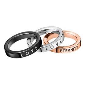 Ck Woman tris Rings plated three golds LOVE and ETERNITY engraved