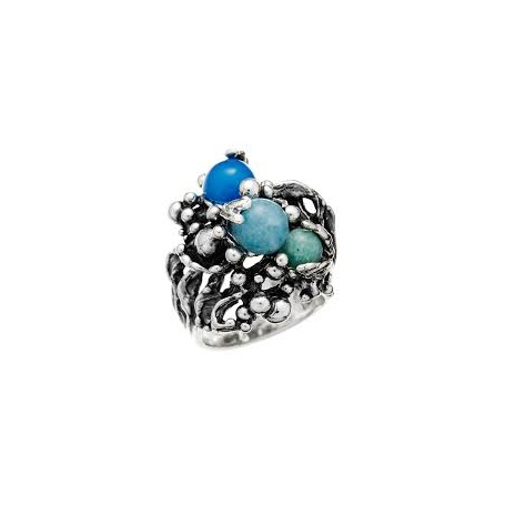 Silver ring with stones Giovanni Raspini, Oceano collection