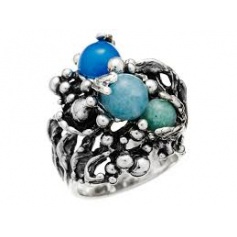 Silver ring with stones Giovanni Raspini, Oceano collection
