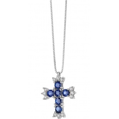 Collana croce Comete Gioielli Fantasia di Colore con Zaffiri GLB1380