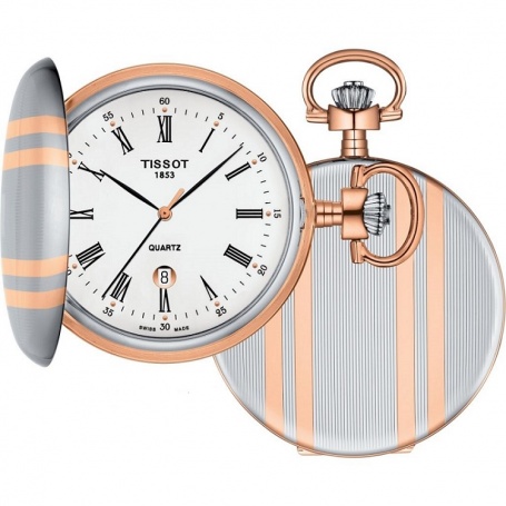 Tissot Savonette pocket watch in steel and rose' - T8624102901300