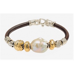 Misani Aurora Schmuckarmband mit barocker Perle, Gold und Silber