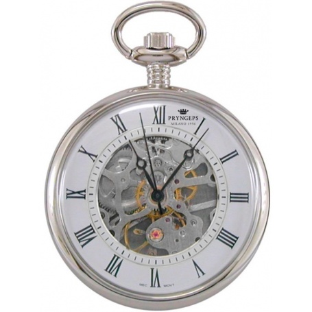 Pryngeps white skeletal pocket manual watch - T052 / 1