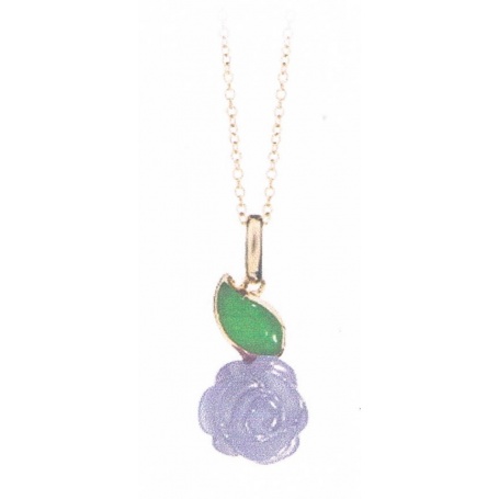 Grace line pink gold pendant with lavender jade and green jade - PK441R8LG