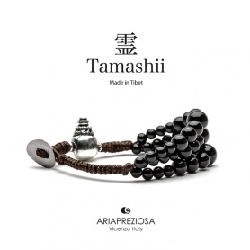 Bracciale Tamashii Dul Ba Onice nero tre fili calabash argento - BHS1500-1