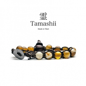 Tamashii Armband Gelb Achat gestreift, eine Runde - BHS900-155