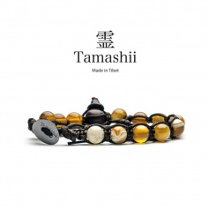 Tamashii Bracelet Yellow Agate Striated, a round - BHS900-155