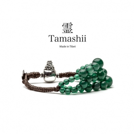 Bracciale Tamashii Dul Ba Agata Verde tre fili calabash argento