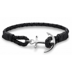 Tom Hope bracelet in woven black leather with Ancora TM0201