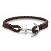Tom Hope bracelet, Havana, brown woven leather with anchor