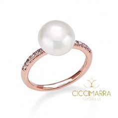 Mimi Happy ring in pink gold, Pearl and diamonds