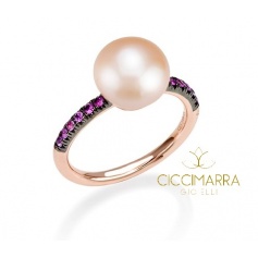 Ring rose gold Pink Pearl and Mimi Happy Sapphires