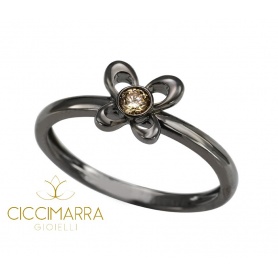 Mimì Y-ME butterfly ring in black gold with brown diamond