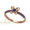 Mimì Y-ME butterfly ring in rose and black gold with Sapphire and Ruby 
