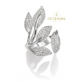 Mimì Foglia Ring, mit goldenen Blättern und natürlichen Diamanten AX1003B8B