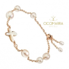 FreeVola Mimì bracelet in rose gold, pearls, mother of pearl and diamond