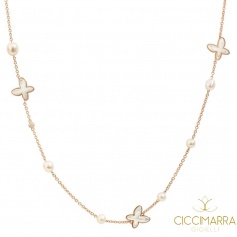 Collana Mimì FreeVola in oro rosa, perle, madreperla e diamante