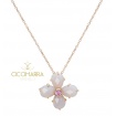 Mimì Bloom flower necklace in gold with gray Agate and pink Sapphire
