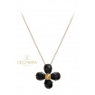 Mimì Bloom flower necklace in gold with black Obsidian and yellow Sapphire