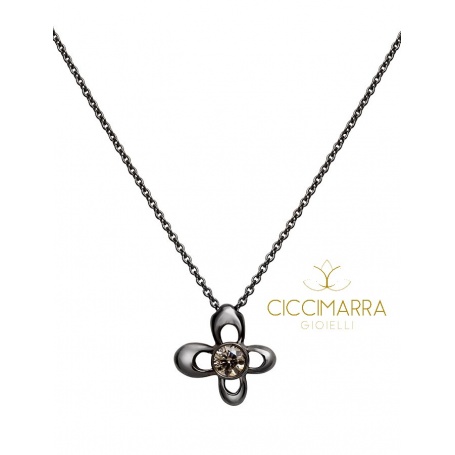  Mimì Y-ME butterfly necklace in black gold with brown diamond 