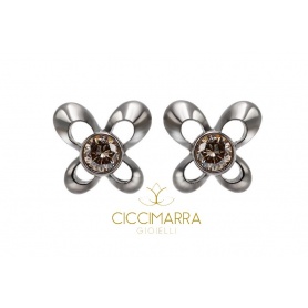 Mimì Y-ME butterfly earrings in black and pink gold with brown diamonds