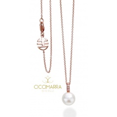 Necklace rose gold White Pearl and Mimi Happy Diamonds