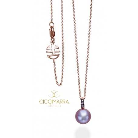 Necklace rose gold Pearl purple and Mimi Happy Sapphires