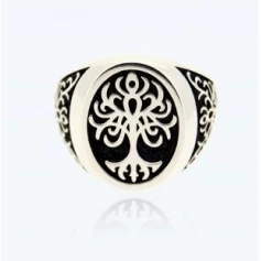 Tree of Life Ring, chevalier, medium silver - 2A-ADV