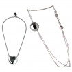 Breil Bloom lange Halskette, Herz Anhänger aus Stahl und rosa Achat - TJ0913