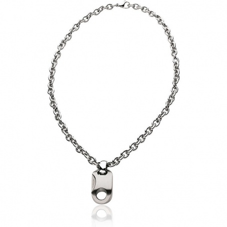 Breil Tribe Navy necklace, round chain with satin pendant