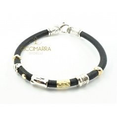 Misani jewelery, bracelet Grand Tour in leather, gold and silver B712