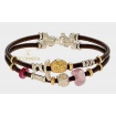 Misani jewelry bracelet Accents in leather with gold, silver, ruby and kunzite