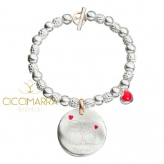 Civita Queriot Together bracelet, with coin with owls and red heart