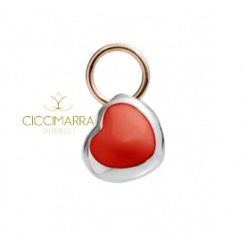 Micro heart pendant in Silver and red enamel Civita of Queriot