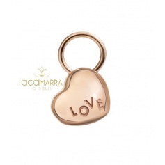 Microciondolo cuore in oro rosa Civita by Queriot con scritta LOVE
