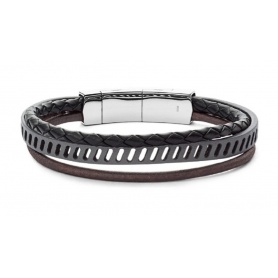 Fossil bracelet, in black leather, Casual Vintage - JF02828040