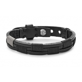 Fossil bracelet, in black leather, Casual Vintage -JA6931040